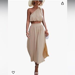 Amazon One Shoulder Ruched Self Tie Crop Top / High Waist Side Split. Size M